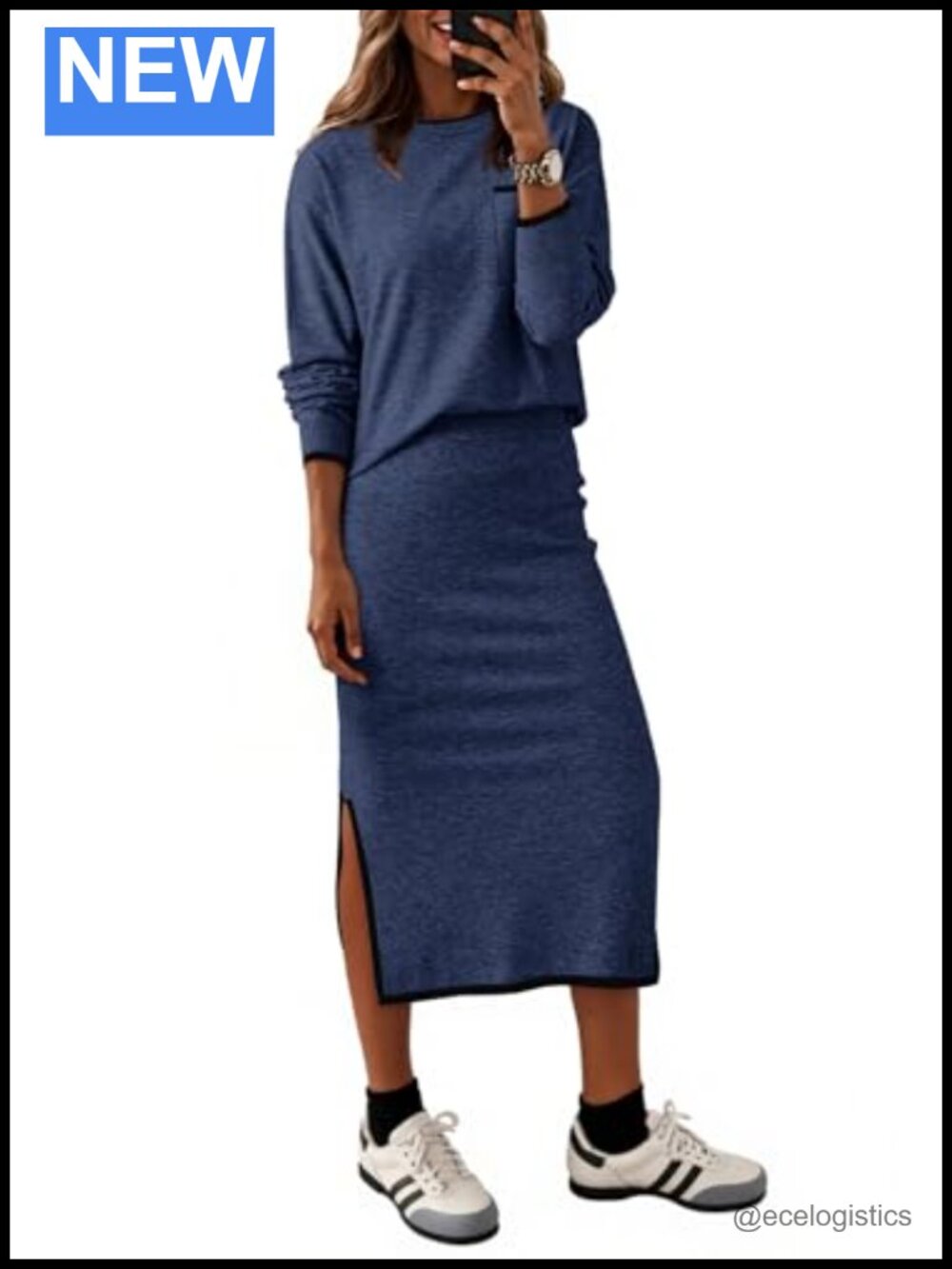 Dokotoo Women's 2 Piece Knit Sweater and Pencil Skirt Set Long Sleeve Lounge